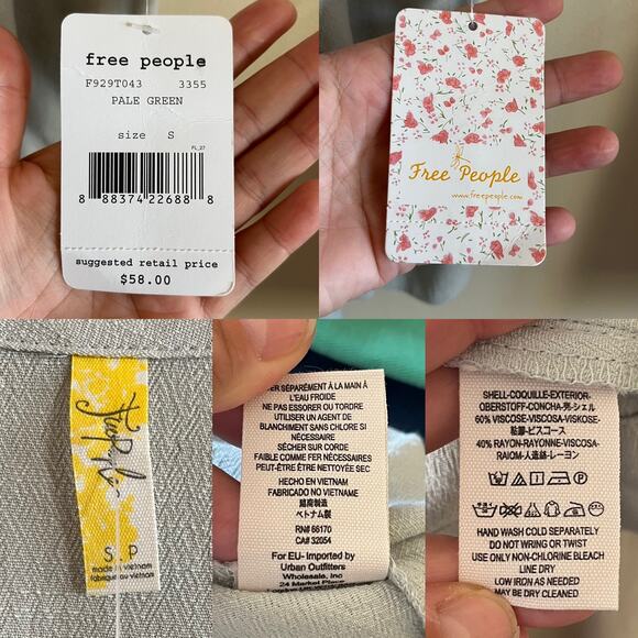 FREE PEOPLE Tunic Tank Pale Green Top Blouse Sleeveless Scoop Neck Small NWT - Picture 3 of 7